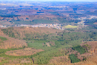 Vue aérienne de Ville dans la forêt du Palatinat vue du sud à Ruppertsweiler dans le département Rhénanie-Palatinat, Allemagne