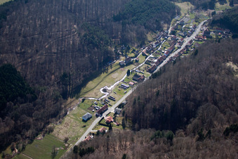 Vue oblique de Hanviller dans le département Moselle, France