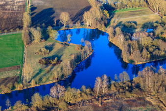 Vue oblique de Lac de loisirs « Étang des cygnes » à Steinfeld dans le département Rhénanie-Palatinat, Allemagne