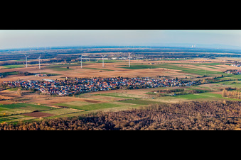 Vue aérienne de Vue du village de Viehstrich depuis le sud-est à Minfeld dans le département Rhénanie-Palatinat, Allemagne