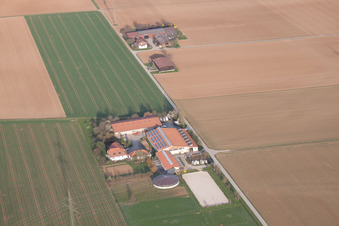 Vue aérienne de Fermes sur Birkemer Weg à le quartier Münchingen in Korntal-Münchingen dans le département Bade-Wurtemberg, Allemagne