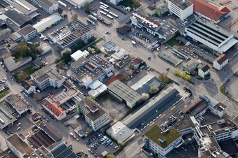 Vue aérienne de Wörwag, Strohgäustraße à le quartier Zuffenhausen in Stuttgart dans le département Bade-Wurtemberg, Allemagne