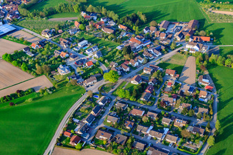 Vue aérienne de Quartier Hausgereut, Rathausstr à le quartier Rheinbischofsheim in Rheinau dans le département Bade-Wurtemberg, Allemagne