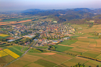 Vue aérienne de Vue de la ville depuis le nord-est à Pleisweiler-Oberhofen dans le département Rhénanie-Palatinat, Allemagne