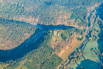 Vue d'oiseau de Dahn dans le département Rhénanie-Palatinat, Allemagne