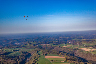 Vue aérienne de Bien au-dessus de la forêt du Palatinat à Vinningen dans le département Rhénanie-Palatinat, Allemagne