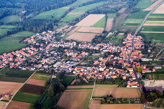 Vue aérienne de Champs agricoles et terres agricoles à Knittelsheim dans le département Rhénanie-Palatinat, Allemagne