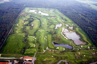 Photographie aérienne de Zone de terrain de golf Domaine de golf Dreihof à le quartier Dreihof in Essingen dans le département Rhénanie-Palatinat, Allemagne