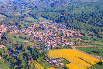 Vue aérienne de Vue du village au nord de la Lauter à Scheibenhardt dans le département Rhénanie-Palatinat, Allemagne