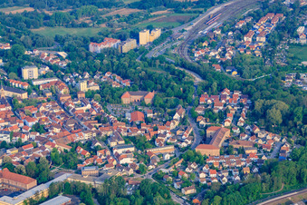 Vue aérienne de Musée de la route allemande à Zeughausstraße et Ludwigstor à Germersheim dans le département Rhénanie-Palatinat, Allemagne