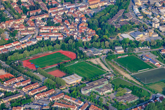 Vue aérienne de Stade Helmut Bantz du FC Speyer 09 eV à Speyer dans le département Rhénanie-Palatinat, Allemagne