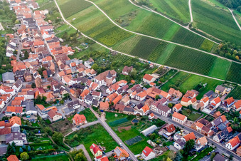 Vue aérienne de Église de pèlerinage catholique à Ranschbach dans le département Rhénanie-Palatinat, Allemagne