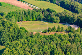 Vue aérienne de Terrain en herbe du SV Hochstellerhof à Eppenbrunn dans le département Rhénanie-Palatinat, Allemagne