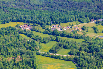 Vue aérienne de Quartier de Bienwaldmühle vu de France à Scheibenhardt dans le département Rhénanie-Palatinat, Allemagne