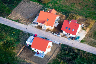 Vue aérienne de Nouvelle zone de développement à l'est à le quartier Schaidt in Wörth am Rhein dans le département Rhénanie-Palatinat, Allemagne