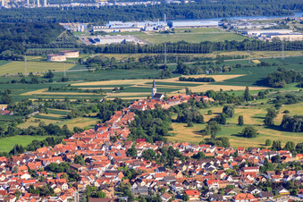 Vue aérienne de Hinterstädel vu du nord, Ludwigstr à Jockgrim dans le département Rhénanie-Palatinat, Allemagne
