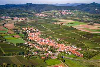 Vue aérienne de Village du sud-est à Niederhorbach dans le département Rhénanie-Palatinat, Allemagne