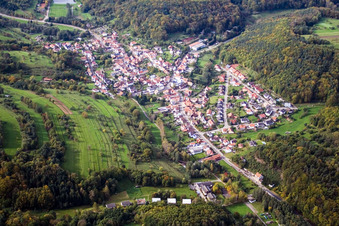 Vue aérienne de Village de la forêt du Palatinat vu de l'est à Silz dans le département Rhénanie-Palatinat, Allemagne
