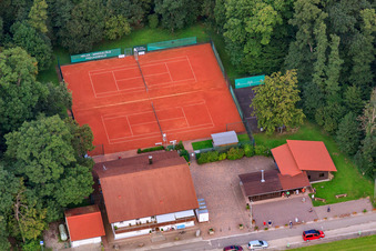 Vue aérienne de Courts de tennis du TSV 1908 Freckenfeld à Freckenfeld dans le département Rhénanie-Palatinat, Allemagne