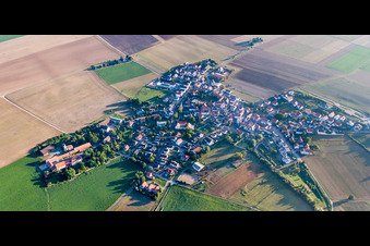 Vue aérienne de Champs agricoles et terres agricoles à Quirnheim dans le département Rhénanie-Palatinat, Allemagne