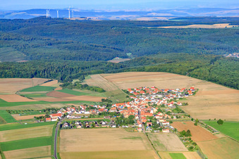 Vue aérienne de Vue du village depuis l'est à Orbis dans le département Rhénanie-Palatinat, Allemagne