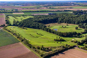 Vue aérienne de Parcours de golf dans la forêt du château Miel à le quartier Miel in Swisttal dans le département Rhénanie du Nord-Westphalie, Allemagne