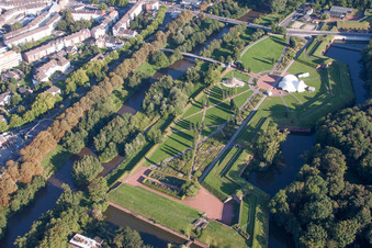 Vue oblique de Parc de la Poudrière Jülich / Parc de la Tête de Pont à Jülich dans le département Rhénanie du Nord-Westphalie, Allemagne