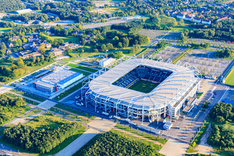 Vue aérienne de Stade de football BORUSSIA-PARK à le quartier Rheindahlen-Land in Mönchengladbach dans le département Rhénanie du Nord-Westphalie, Allemagne