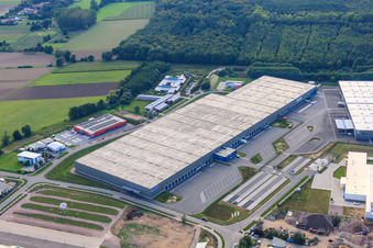 Photographie aérienne de Groupe logistique ZUFALL - Filiale Kandel et Groupe STS dans le parc industriel de Horst à le quartier Minderslachen in Kandel dans le département Rhénanie-Palatinat, Allemagne