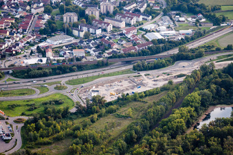 Vue aérienne de Centre Maximilien II à le quartier Maximiliansau in Wörth am Rhein dans le département Rhénanie-Palatinat, Allemagne