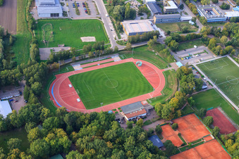 Stade Bienwald à Kandel dans le département Rhénanie-Palatinat, Allemagne depuis l'avion