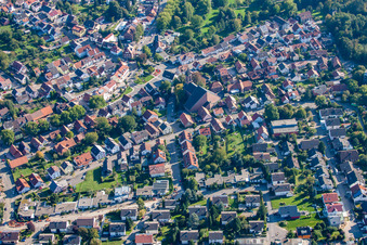 Vue aérienne de Sainte-Catherine à le quartier Busenbach in Waldbronn dans le département Bade-Wurtemberg, Allemagne