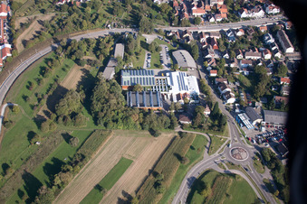 Vue aérienne de Polytec PT à le quartier Langensteinbach in Karlsbad dans le département Bade-Wurtemberg, Allemagne