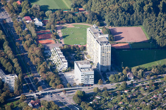 Quartier Weiherfeld-Dammerstock in Karlsruhe dans le département Bade-Wurtemberg, Allemagne d'en haut