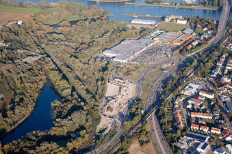 Vue oblique de Quartier Maximiliansau in Wörth am Rhein dans le département Rhénanie-Palatinat, Allemagne