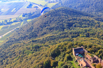 Parapente au-dessus du Madenburg à Eschbach dans le département Rhénanie-Palatinat, Allemagne hors des airs
