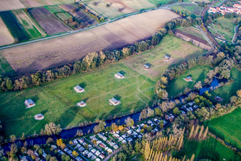 Vue oblique de Ferme d'autruches de Mhou à Rülzheim dans le département Rhénanie-Palatinat, Allemagne
