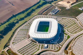 Vue aérienne de Rhein-Neckar-Arena à Sinsheim dans le département Bade-Wurtemberg, Allemagne