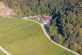 Vue aérienne de Grange du Paradis du Vin à le quartier Bullenheim in Ippesheim dans le département Bavière, Allemagne