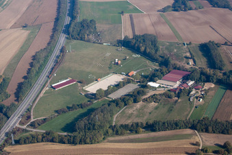 Haras à Neewiller-près-Lauterbourg dans le département Bas Rhin, France d'en haut