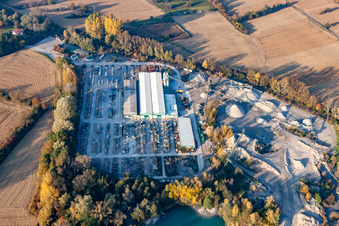 Vue aérienne de Chaux minérale Heidelberg Materials à Hagenbach dans le département Rhénanie-Palatinat, Allemagne