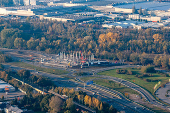Vue aérienne de Centre Maximilien à le quartier Maximiliansau in Wörth am Rhein dans le département Rhénanie-Palatinat, Allemagne
