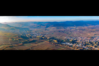 Vue aérienne de Panorama à Siebeldingen dans le département Rhénanie-Palatinat, Allemagne