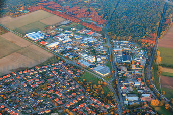 Vue aérienne de Zone industrielle à Fellach et Am Weidensatz à Bellheim dans le département Rhénanie-Palatinat, Allemagne