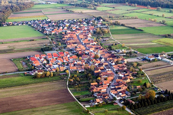 Vue sur le village à Erlenbach bei Kandel dans le département Rhénanie-Palatinat, Allemagne d'en haut