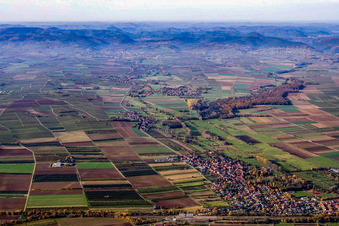 Vue aérienne de Devant la lisière de Haardt de la forêt du Palatinat à Winden dans le département Rhénanie-Palatinat, Allemagne