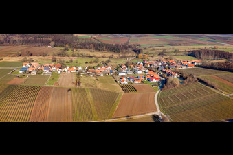 Vue aérienne de Panorama du village depuis le sud à Hergersweiler dans le département Rhénanie-Palatinat, Allemagne