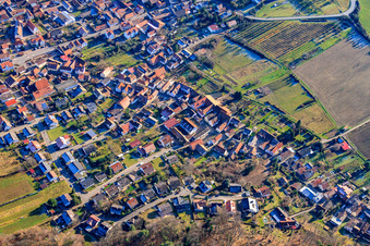Vue aérienne de Oberdorfstr à Oberotterbach dans le département Rhénanie-Palatinat, Allemagne