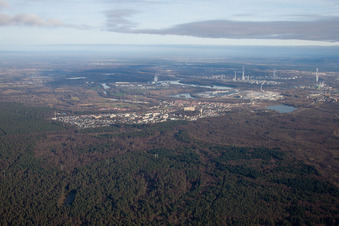 Vue aérienne de Du sud-ouest à Wörth am Rhein dans le département Rhénanie-Palatinat, Allemagne