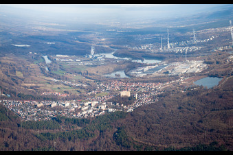 Vue aérienne de Du sud-ouest à Wörth am Rhein dans le département Rhénanie-Palatinat, Allemagne
